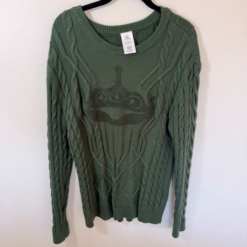 DISNEY Toy Story Alien Green Cable Knit Sweater